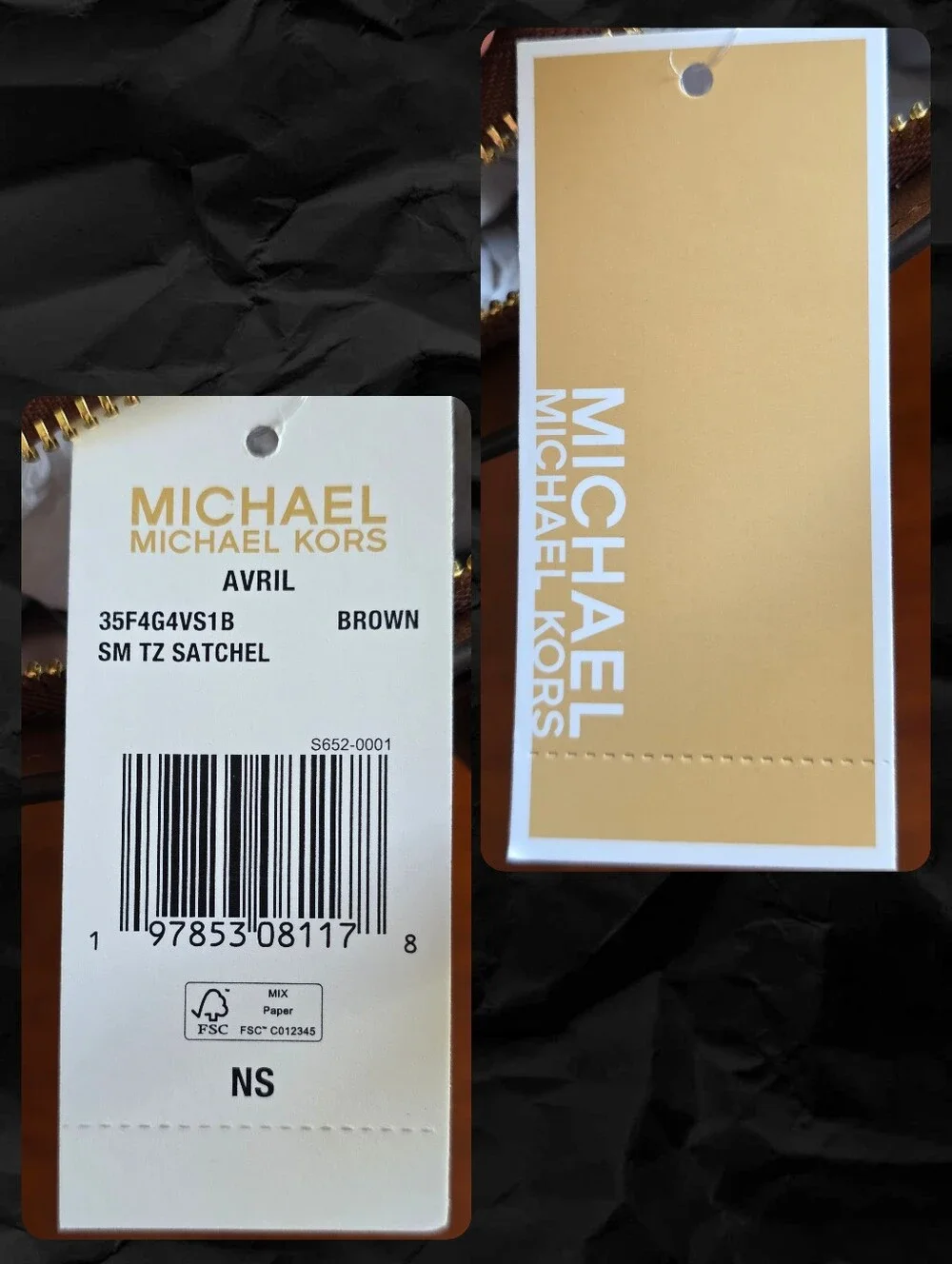 Michael Kors Avril Small Brown MK Signature Coated Canvas Satchel NWT